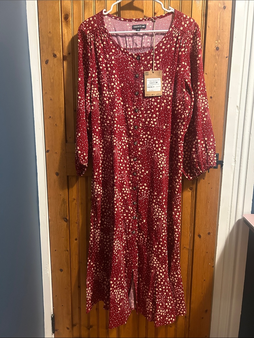 Toad&Co Berry Print Manzana Paneled Midi Long Sleeve Dress Women's Size L NWT - Picture 4 of 4